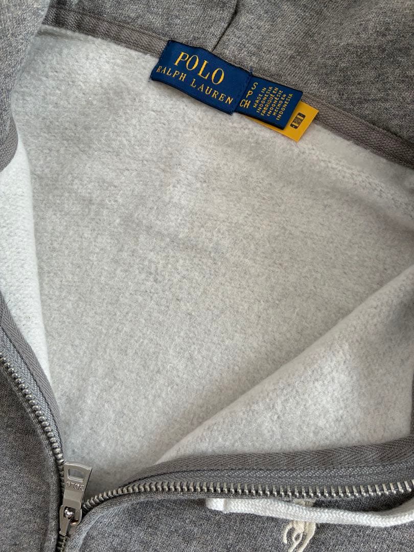 新品同様ポロラルフローレン霜降りグレー裏起毛ストレッチパーカーフーディS M