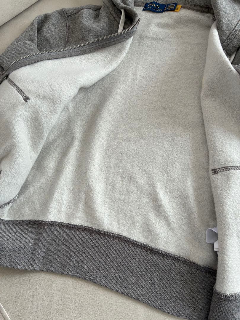 新品同様ポロラルフローレン霜降りグレー裏起毛ストレッチパーカーフーディS M
