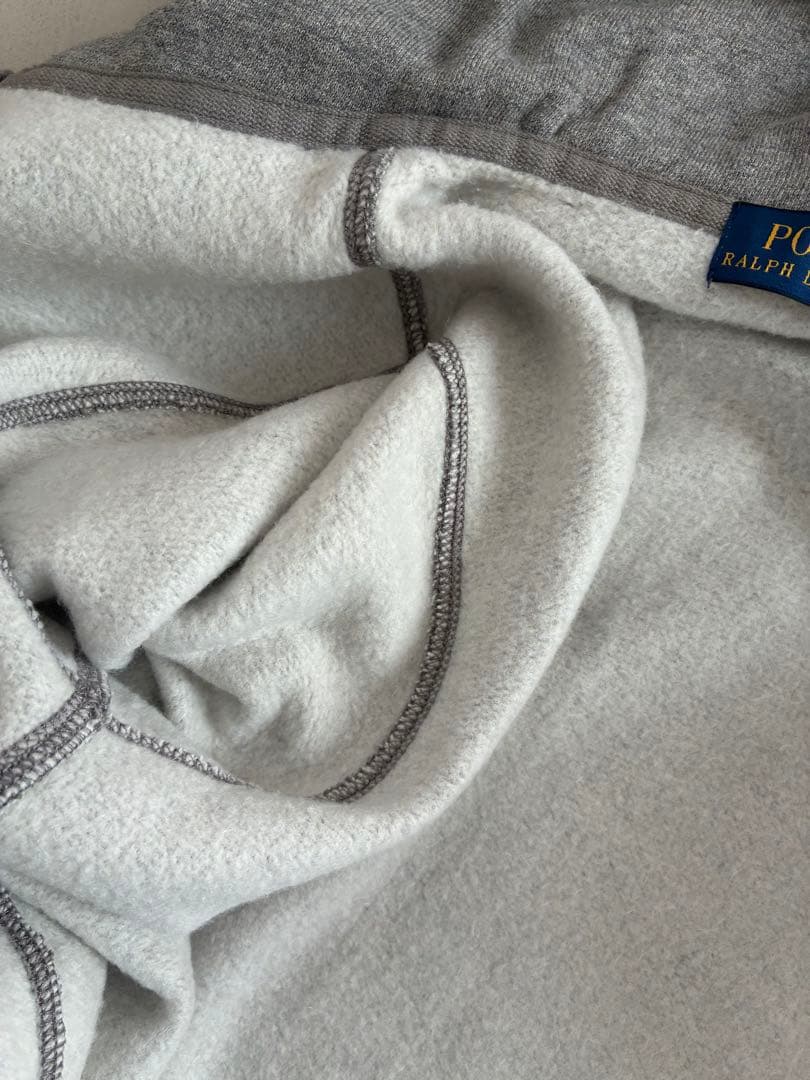 新品同様ポロラルフローレン霜降りグレー裏起毛ストレッチパーカーフーディS M
