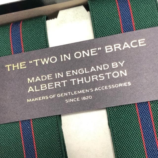 新品未使用★アルバートサーストン サスペンダー クラシック 6ボタン留め 濃い緑