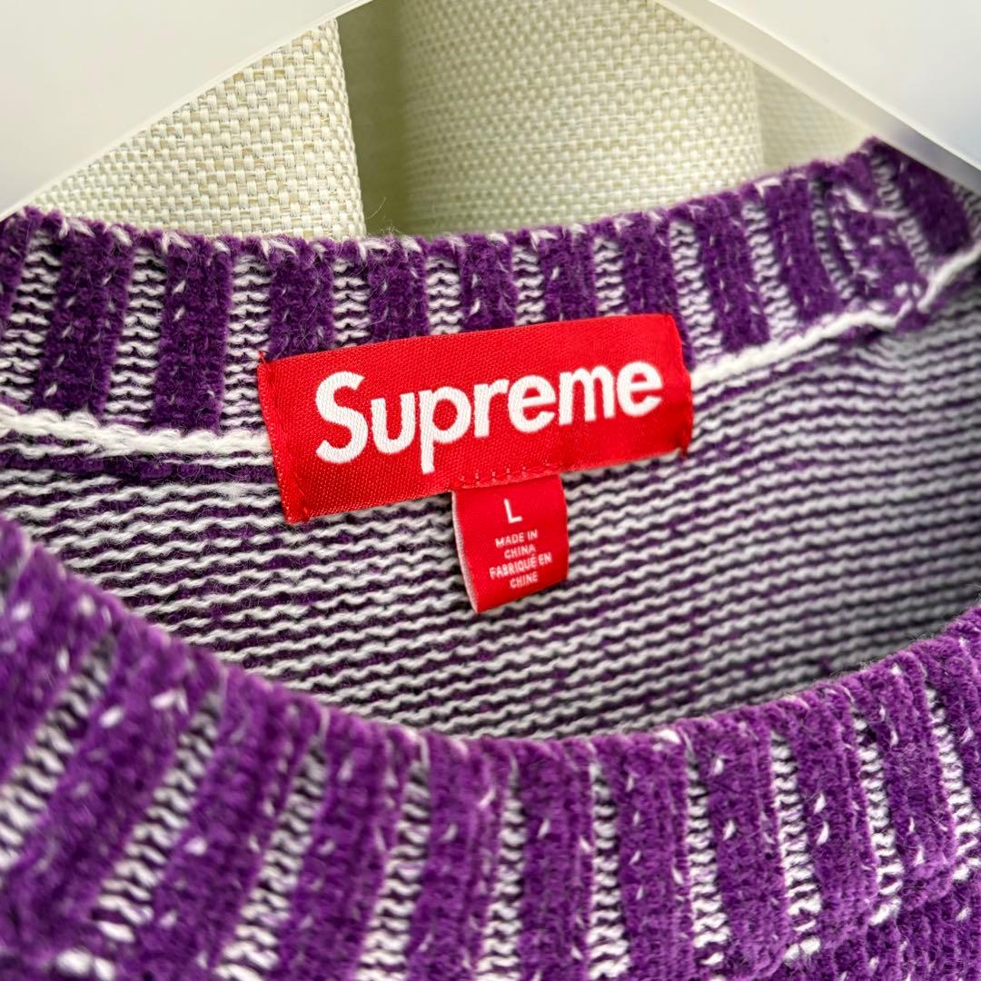 LサイズSupreme contrast arc sweater パープル
