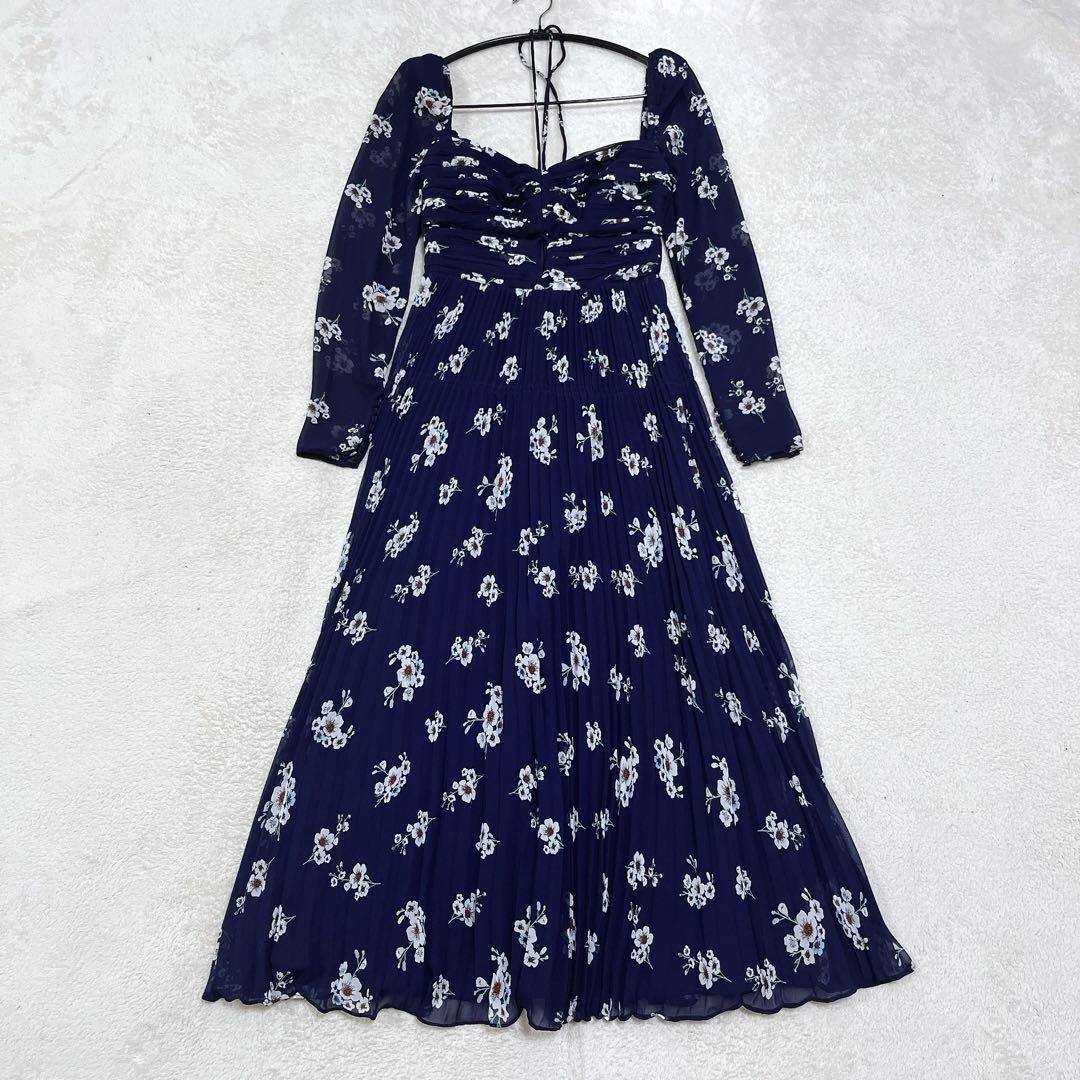 T*様 セルフポートレイト　パンジープリント　シフォン　カットアウト　ミディドレ