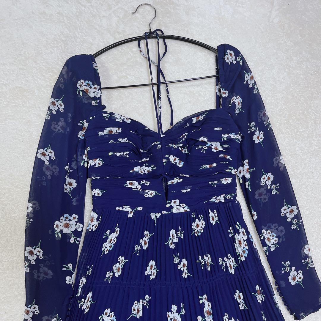 T*様 セルフポートレイト　パンジープリント　シフォン　カットアウト　ミディドレ