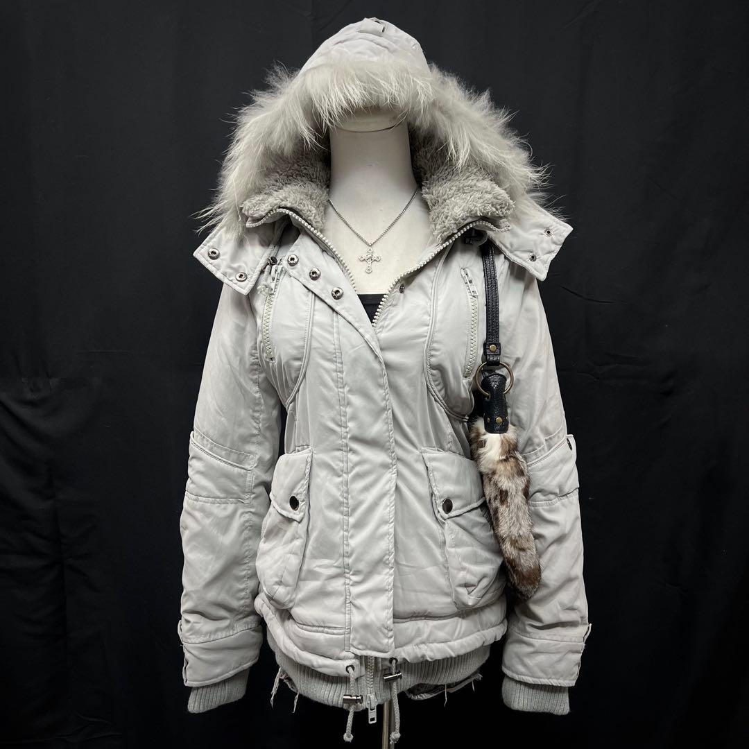 平成ギャル　y2k グランジ　ダークコア　 ファー付き　モッズコート　ギミック