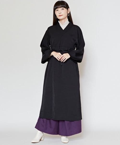 新品　カヤ　和の狭衣ワンピース　着物風　黒　二部式着物　着付け不要　紋付