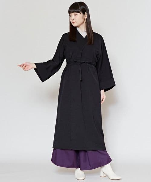 新品　カヤ　和の狭衣ワンピース　着物風　黒　二部式着物　着付け不要　紋付