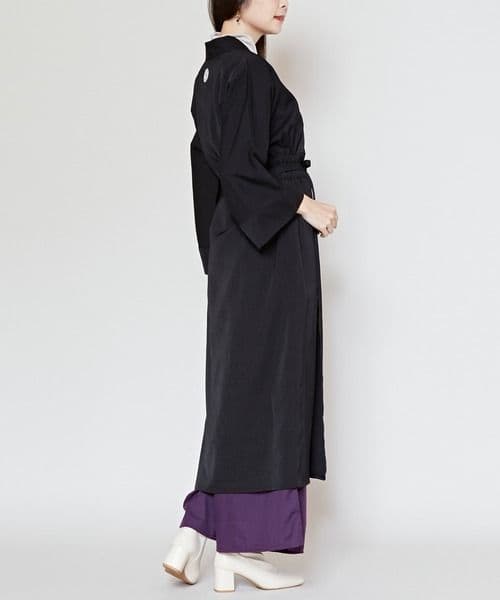 新品　カヤ　和の狭衣ワンピース　着物風　黒　二部式着物　着付け不要　紋付