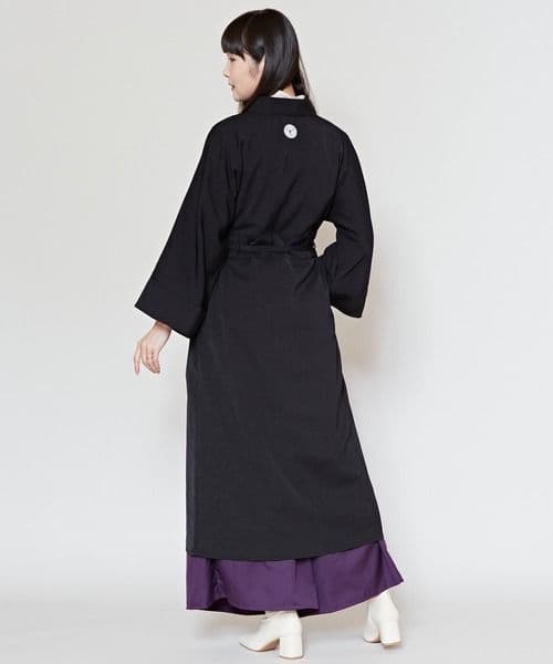 新品　カヤ　和の狭衣ワンピース　着物風　黒　二部式着物　着付け不要　紋付