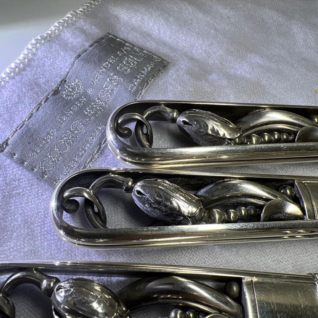 ジョージジェンセン最高級ブロッサムディナーナイフ4本　共袋327g 約19.5㎝