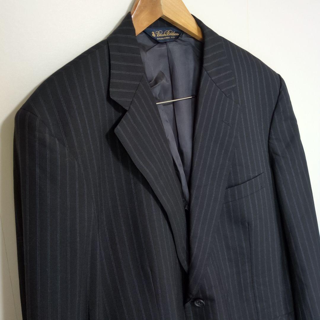 ブルックスブラザーズ　オーダースーツ　セットアップ　黒　ストライプ　背抜き　L