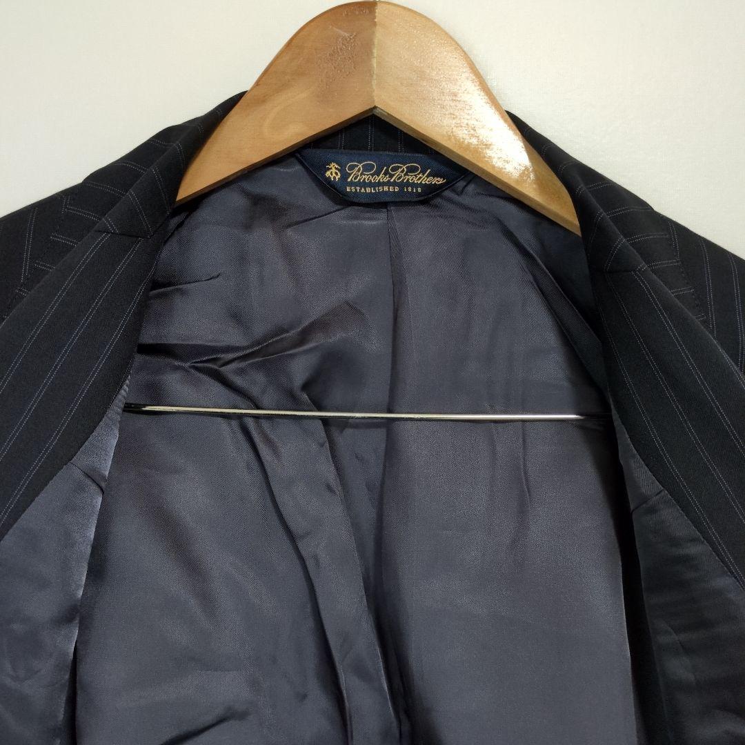 ブルックスブラザーズ　オーダースーツ　セットアップ　黒　ストライプ　背抜き　L