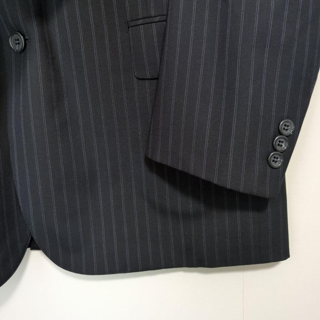 ブルックスブラザーズ　オーダースーツ　セットアップ　黒　ストライプ　背抜き　L