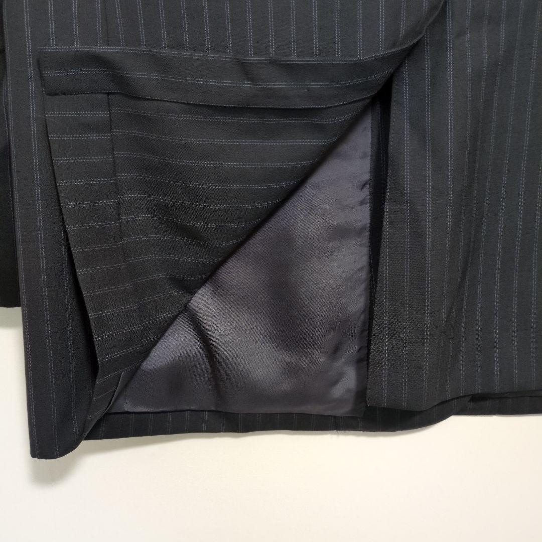 ブルックスブラザーズ　オーダースーツ　セットアップ　黒　ストライプ　背抜き　L