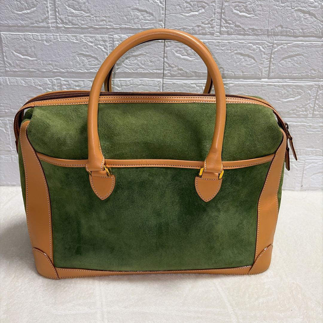 【美品】Kitamura キタムラ 緑スエード ハンドバッグ ポーチ付き 限定