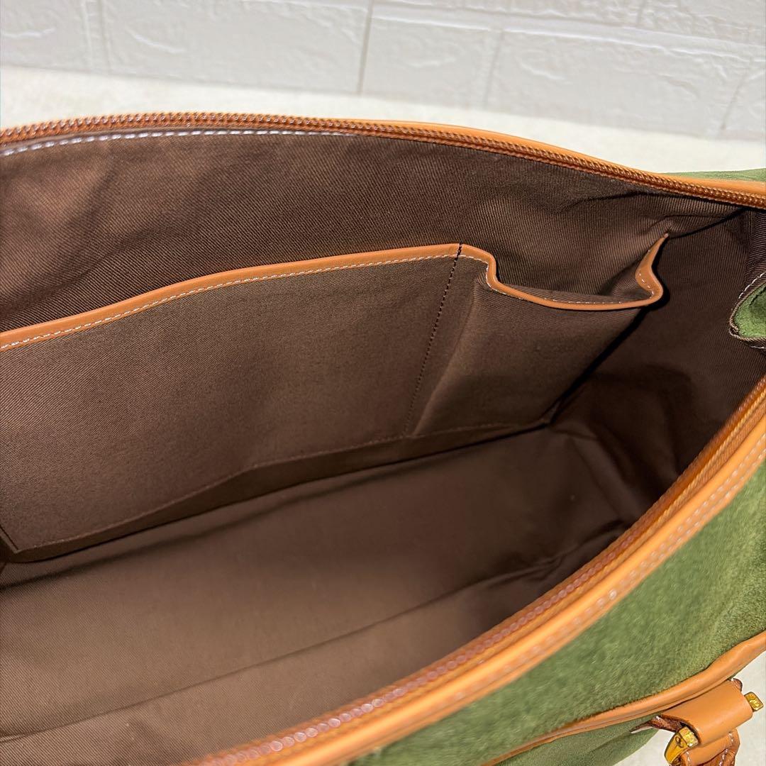 【美品】Kitamura キタムラ 緑スエード ハンドバッグ ポーチ付き 限定