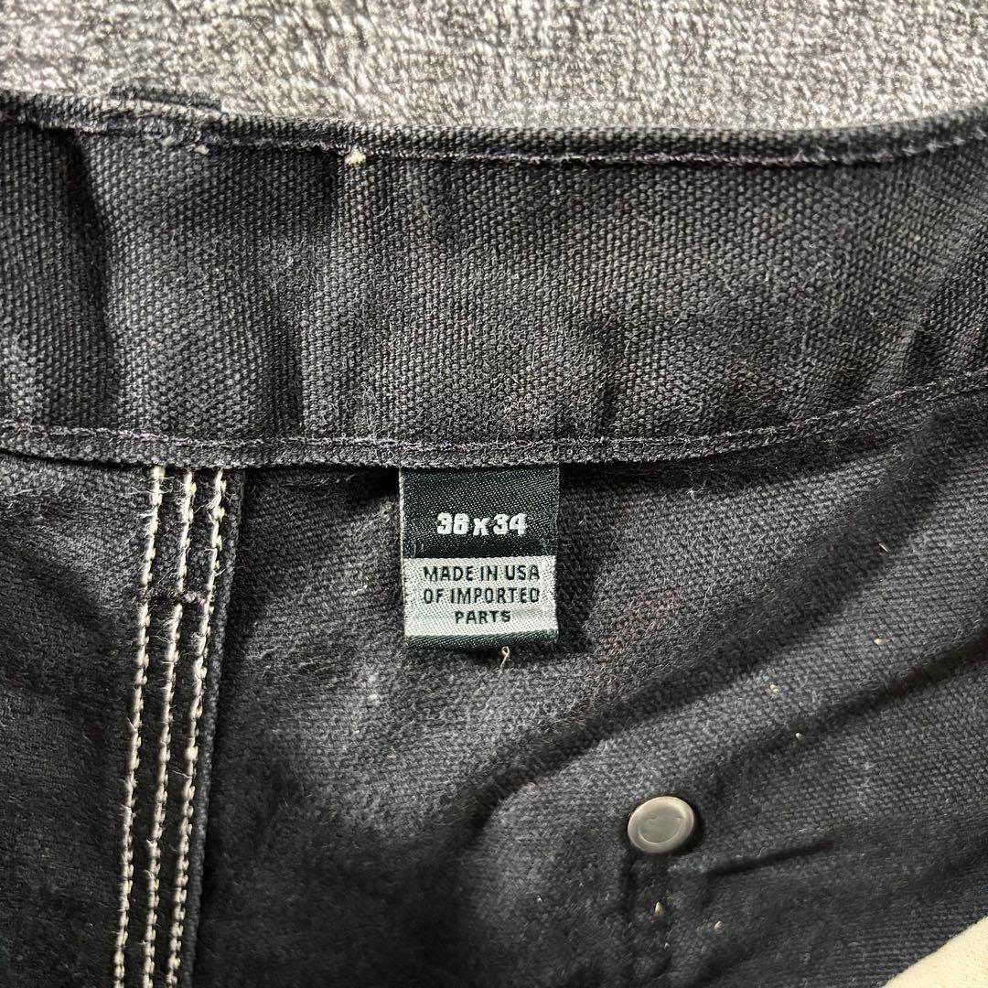 38×34 USA製 カーハート ダブルニー ボロ 墨黒 リペア 雰囲気