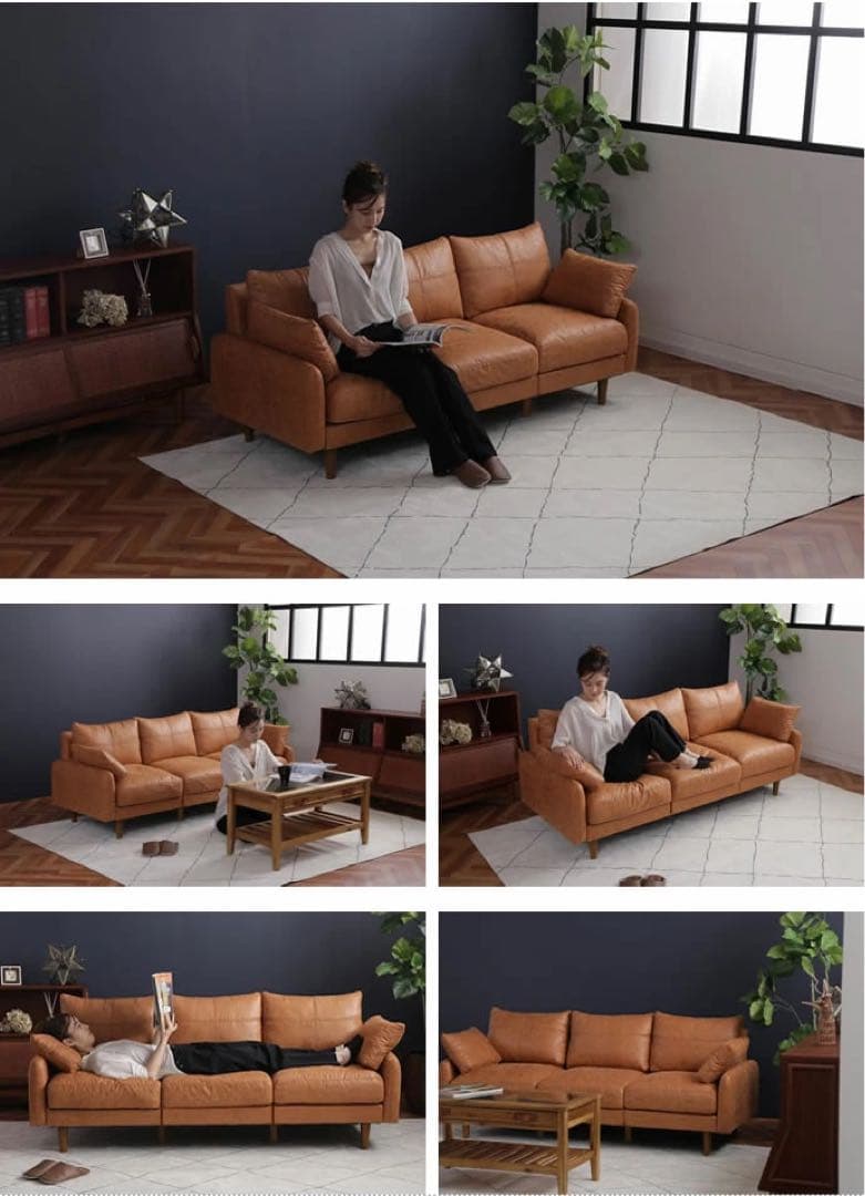 Tango 北欧ヴィンテージ 3人掛けソファ ブラウン