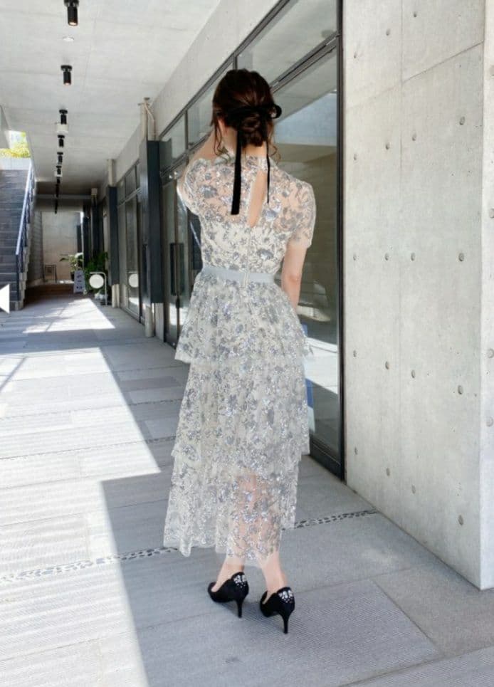 Haru セルフポートレイトシャンパン スパンコール ドレス