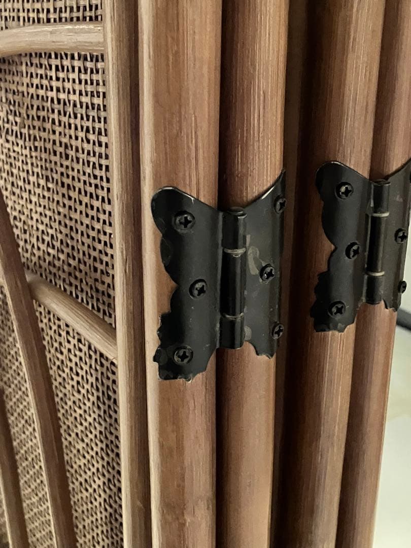 ブラウン籐家具パーテーション 4パネル