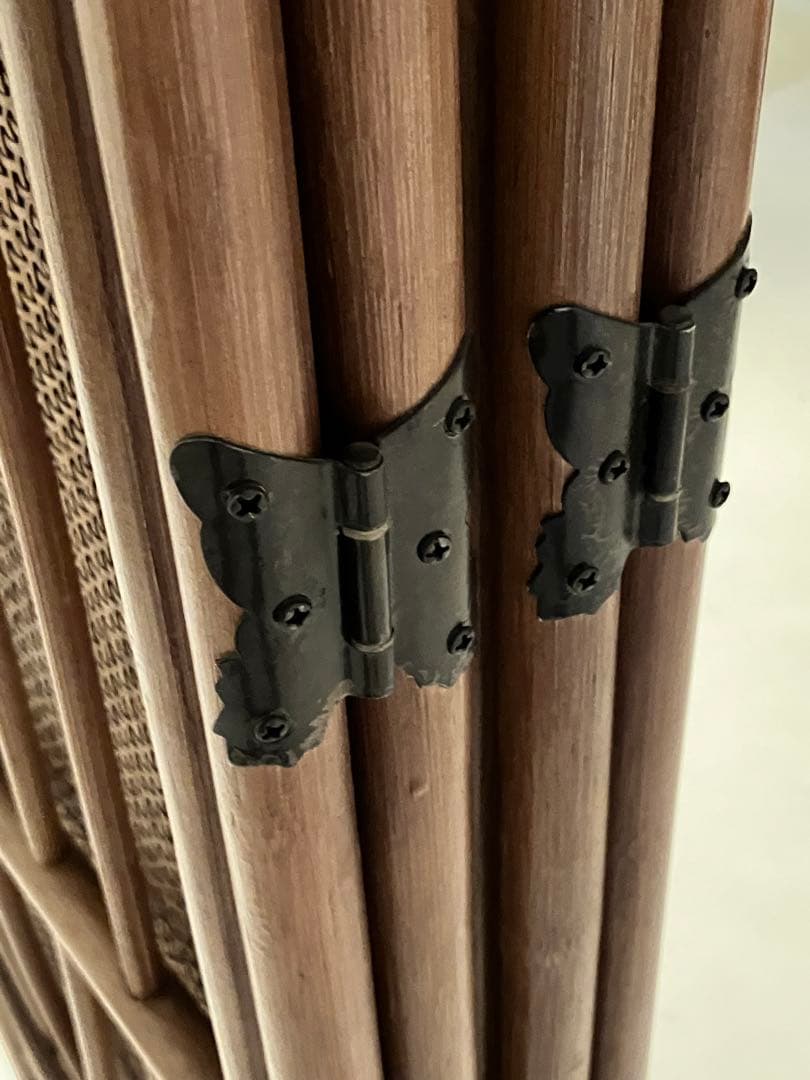 ブラウン籐家具パーテーション 4パネル