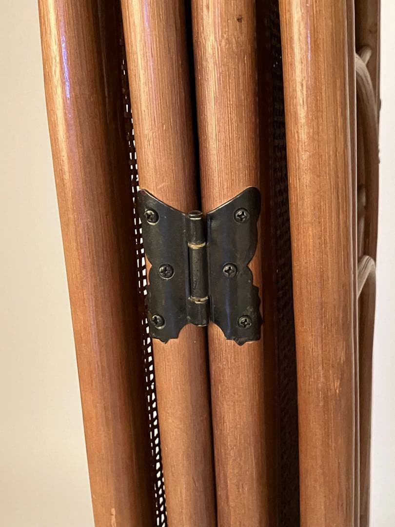 ブラウン籐家具パーテーション 4パネル