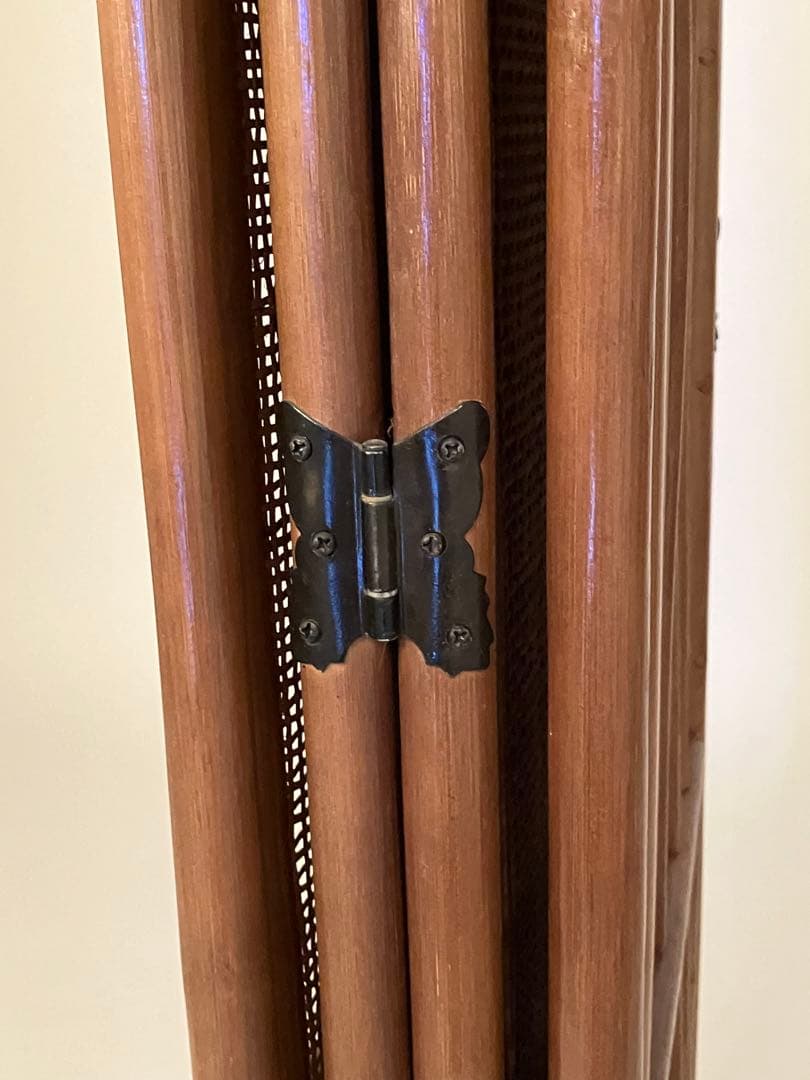 ブラウン籐家具パーテーション 4パネル