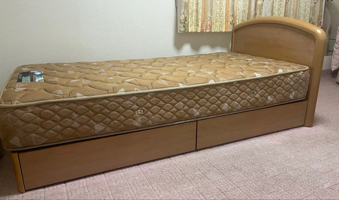 フランスベッド E-MAX 高密度連続スプリング付 シングルベッド 収納引出し付