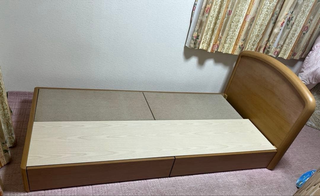 フランスベッド E-MAX 高密度連続スプリング付 シングルベッド 収納引出し付