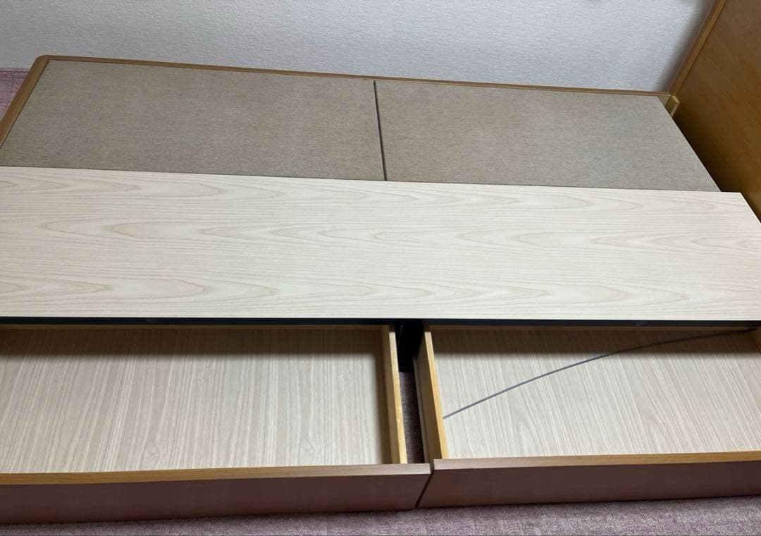 フランスベッド E-MAX 高密度連続スプリング付 シングルベッド 収納引出し付