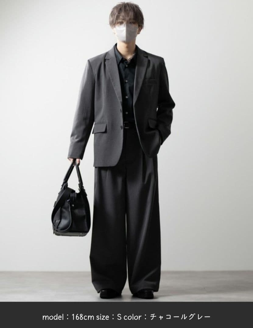 【CLEL】ヘリンボーンプライムTR セットアップ チャコールグレー S