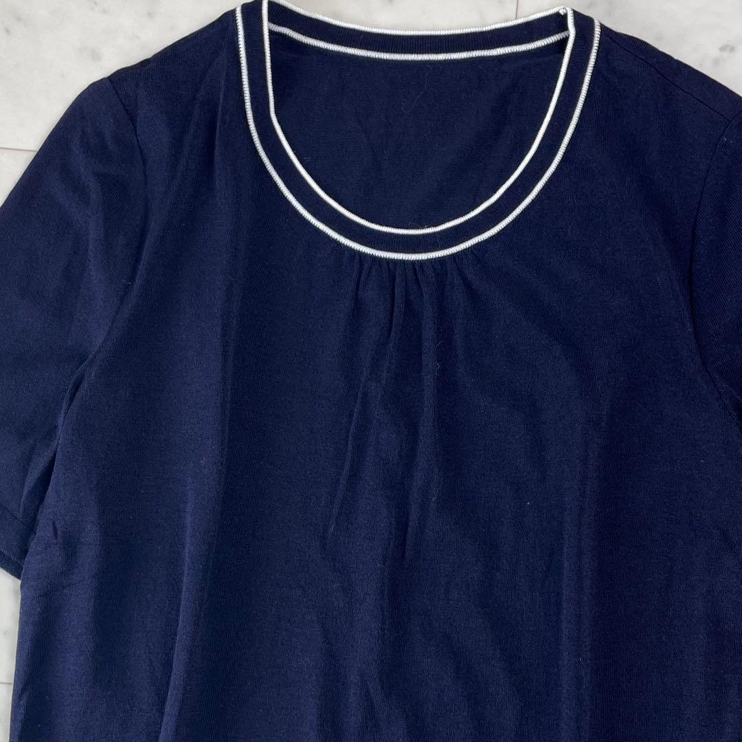 未使用タグ付 レリアン13+大きいサイズ アンサンブルニット ネイビー定価4万円