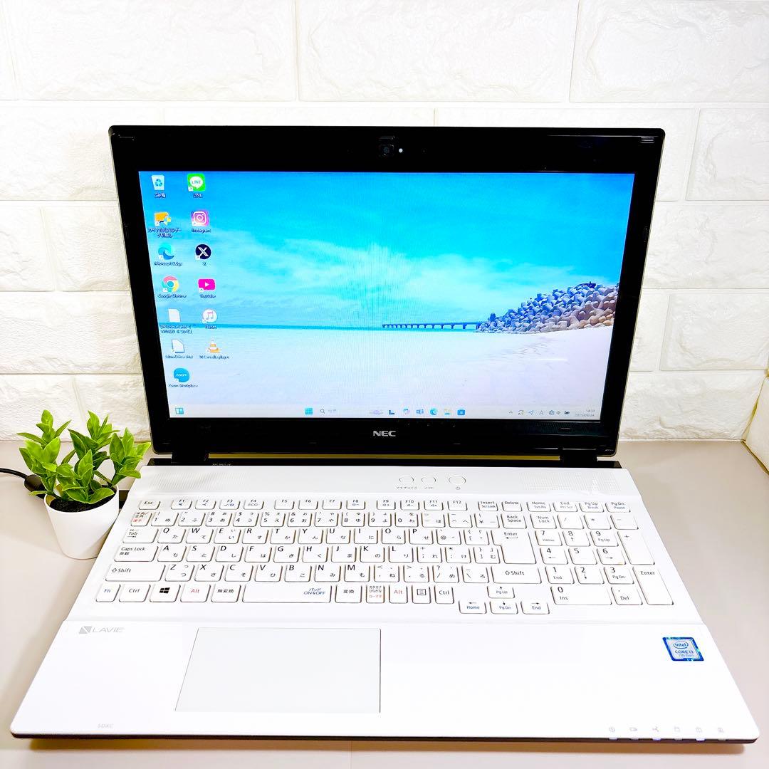SSDで快適✨メモリ8GB カメラ 第7世代 ホワイト ノートパソコン NEC
