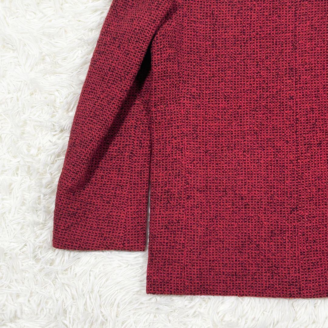 極美品　CHANEL ツイード　レッド　テーラードジャケット　金　ココ　ボタン