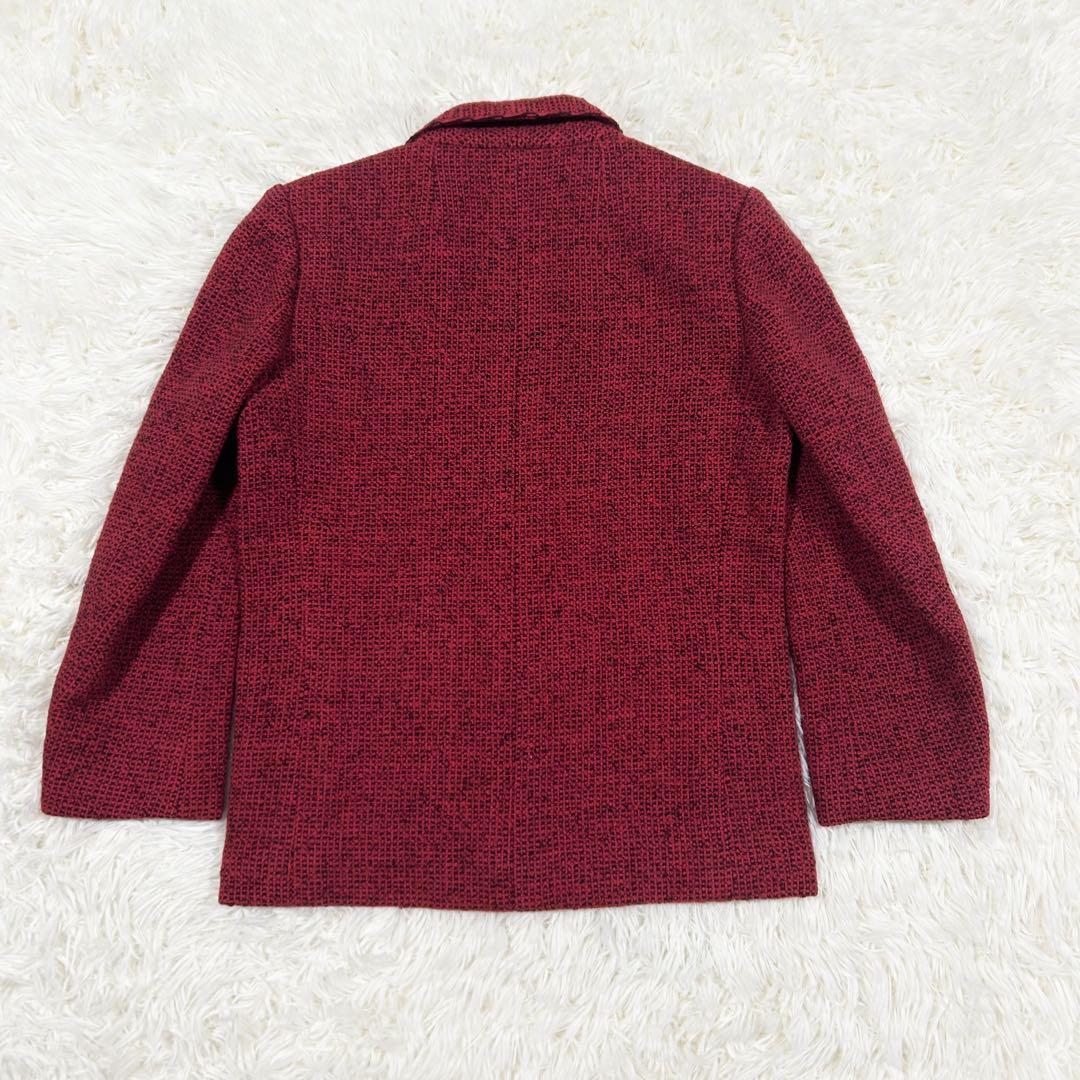 極美品　CHANEL ツイード　レッド　テーラードジャケット　金　ココ　ボタン