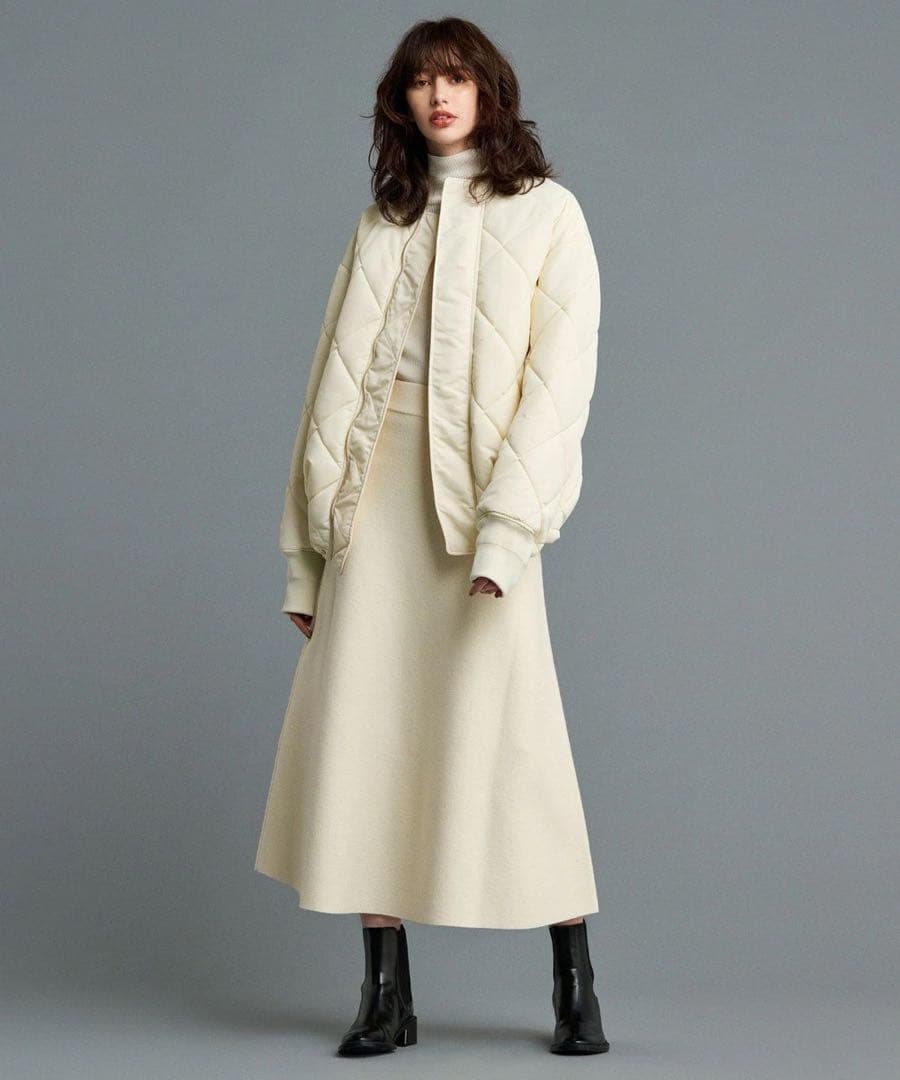 uncrave 洗える　プルーフナイロン キルティング コート　エクリュ　2