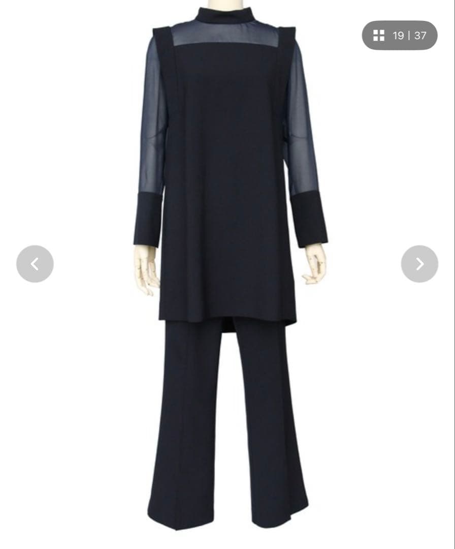 バックパールデザイン フレアスリットパンツセットアップ