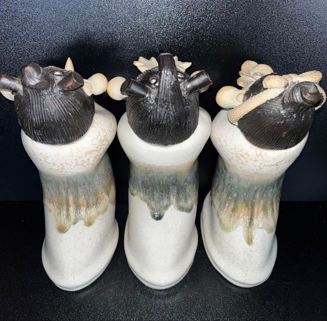 砥部焼 青芳人形 念ずれば花ひらく 森元青芳 伝統工芸品 3体セット