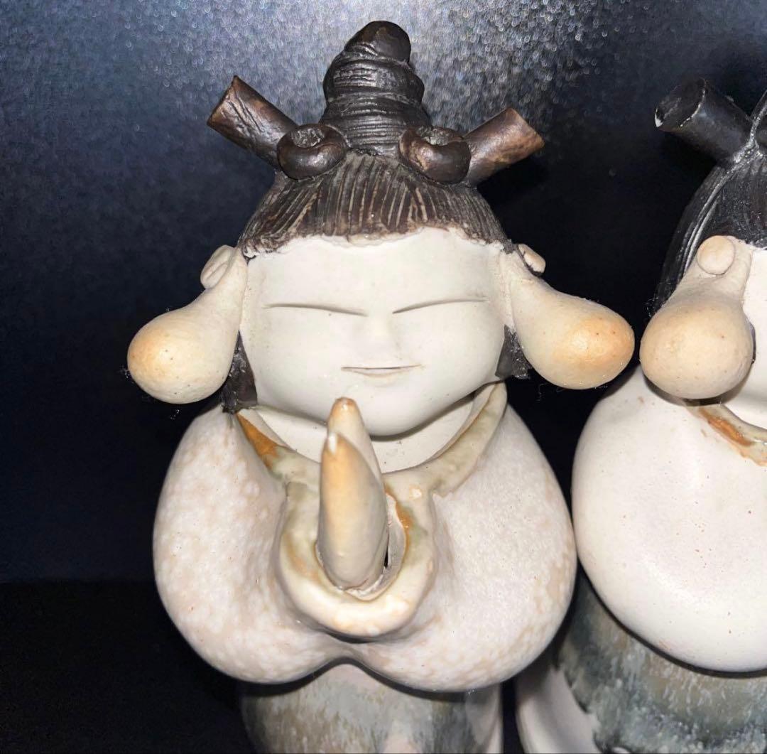 砥部焼 青芳人形 念ずれば花ひらく 森元青芳 伝統工芸品 3体セット