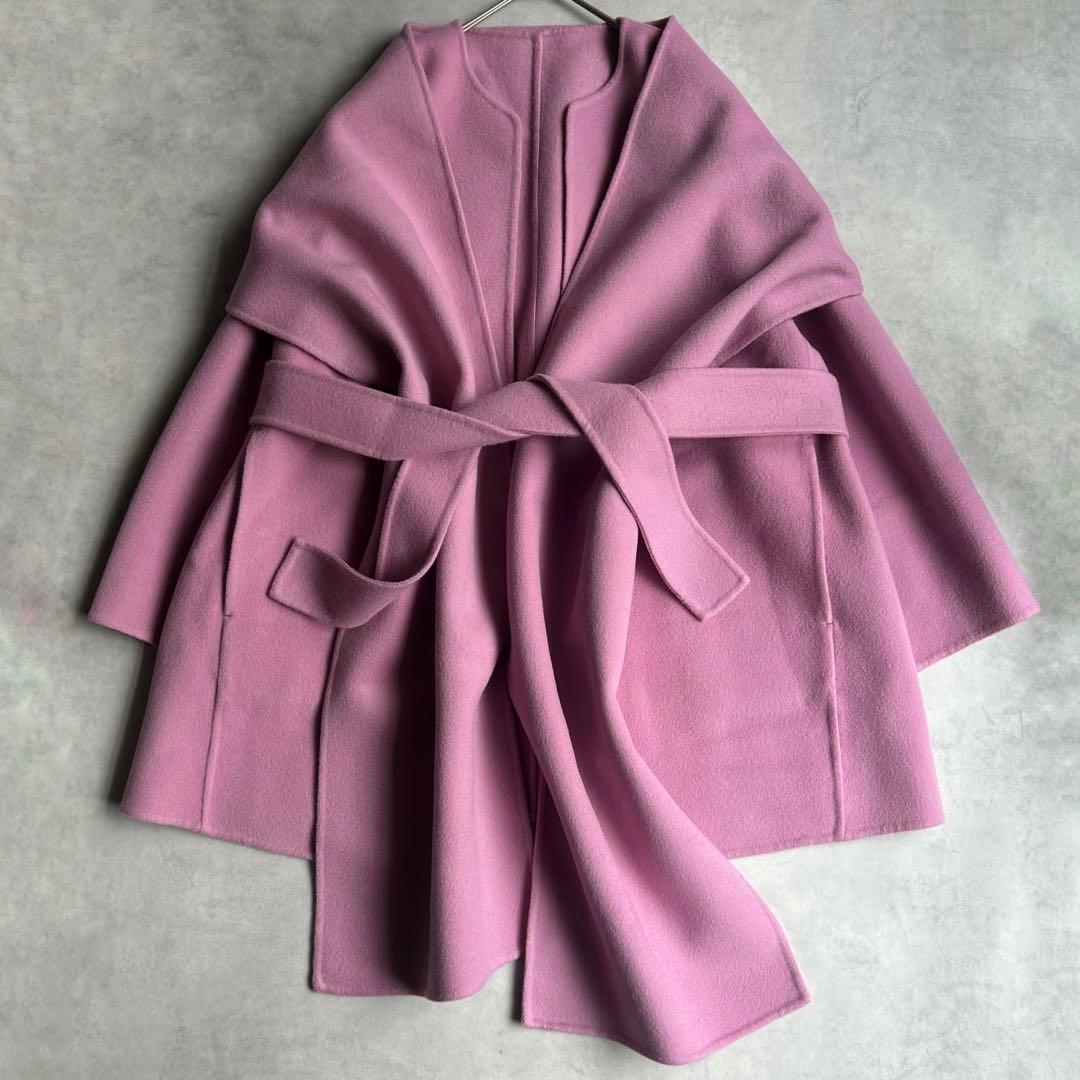 ルルウィルビー 24AW シャルムビーバーリバーミドルコート マフラー ベルト