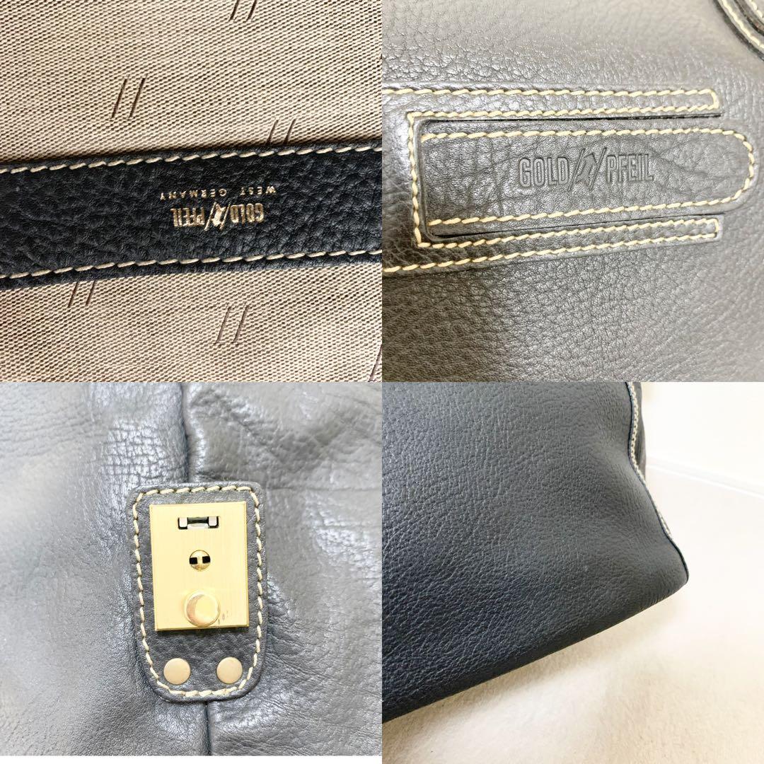 美品　GOLD PFEIL ゴールドファイル　ボストンバッグ　レザー　ブラック