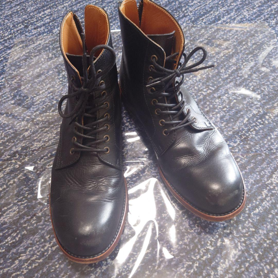 パドローネ　ブラックレザー ワークブーツ