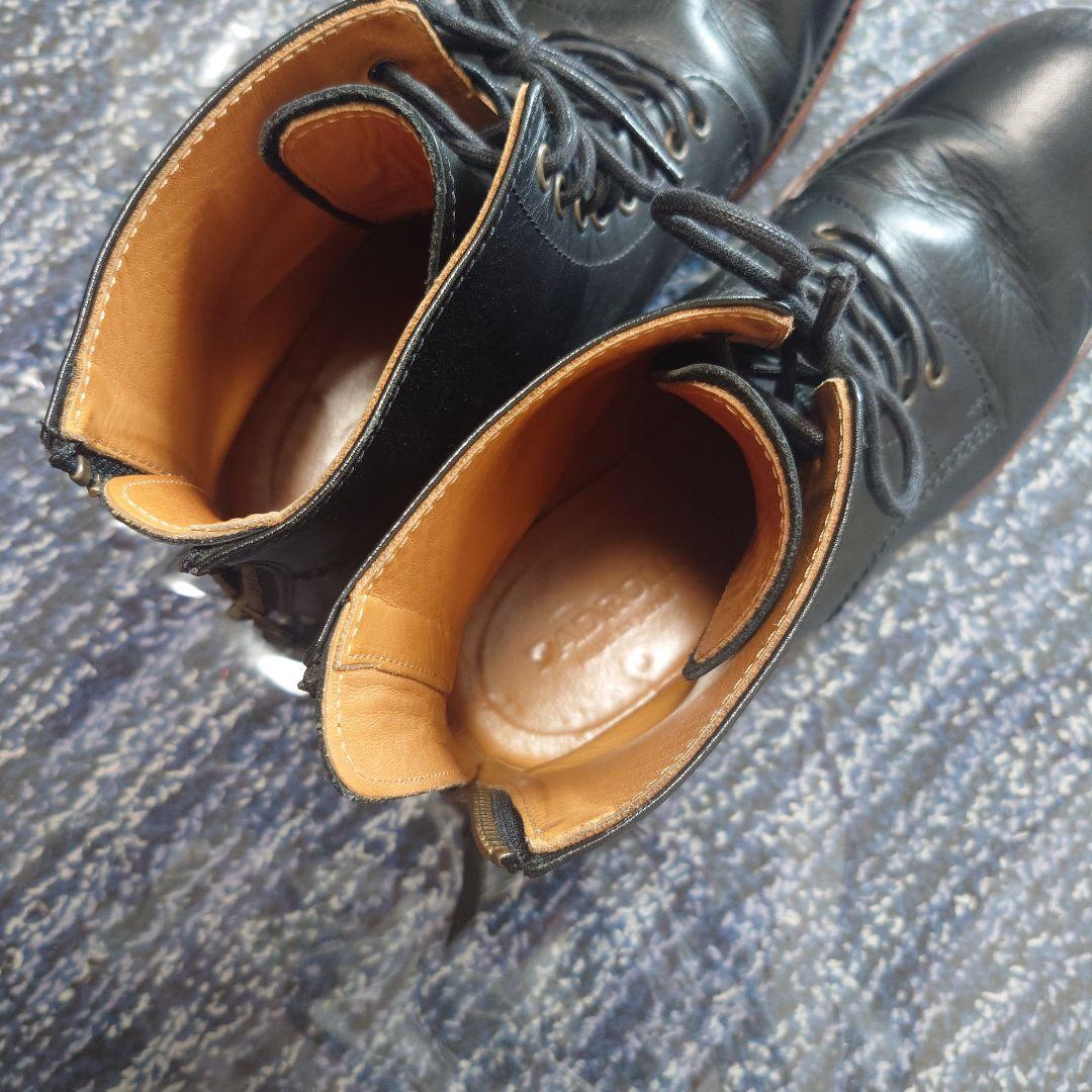 パドローネ　ブラックレザー ワークブーツ