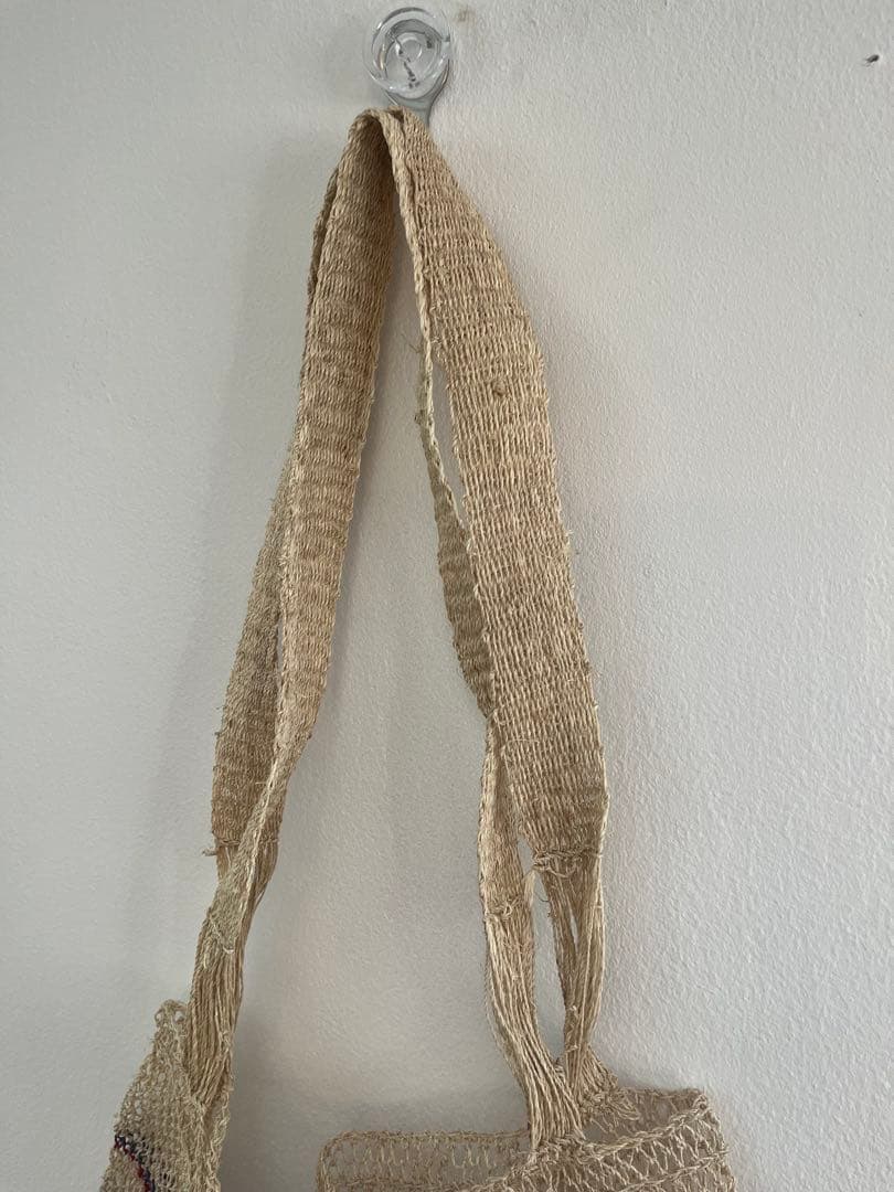 ラオス　少数民族　手紡ぎ葛繊維　メッシュバッグ 葛バッグ