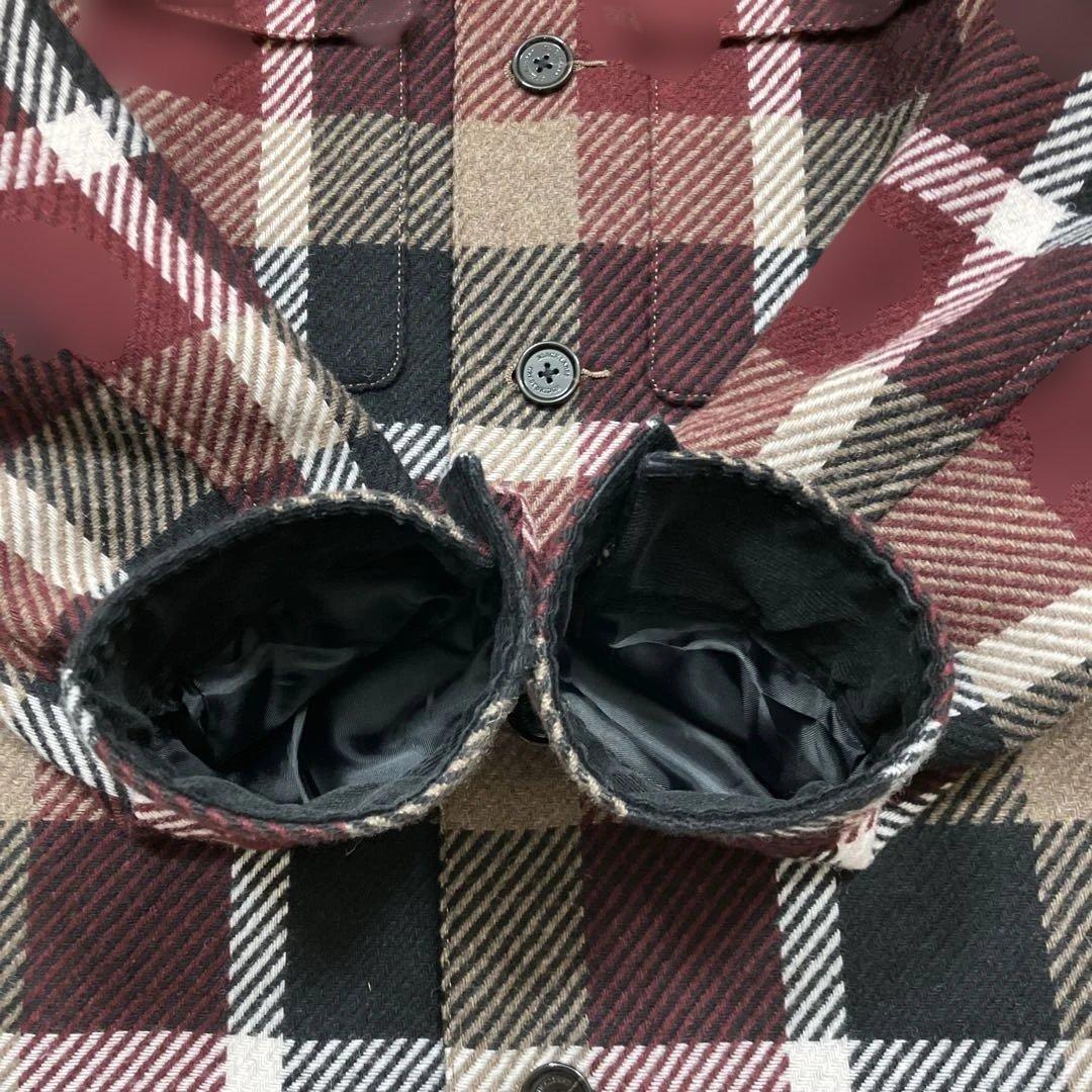 未使用級 ブラックレーベルクレストブリッジ ウールコート チェック柄 赤 M