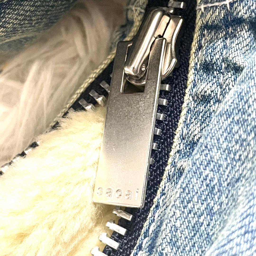美品　sacai サカイ サイドジップ ボア付き デニムジャケット gジャン　M