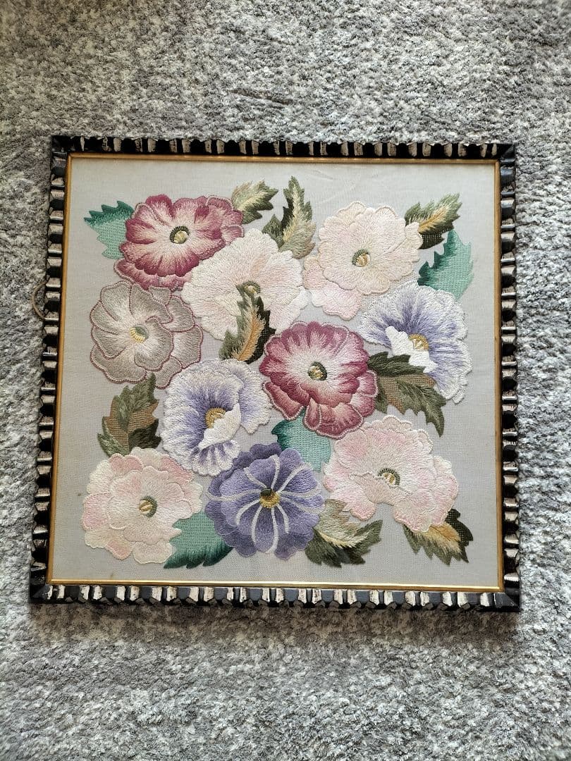 戸塚刺繍　花柄刺繍アート フレーム付き