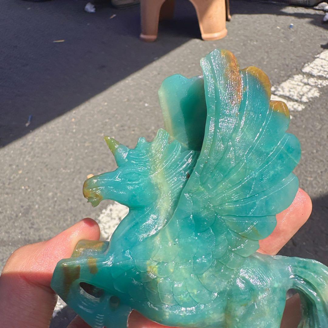 天然石ピスタチオカルサイトのユニコーン　ご購入前に在庫確認必要　F.90