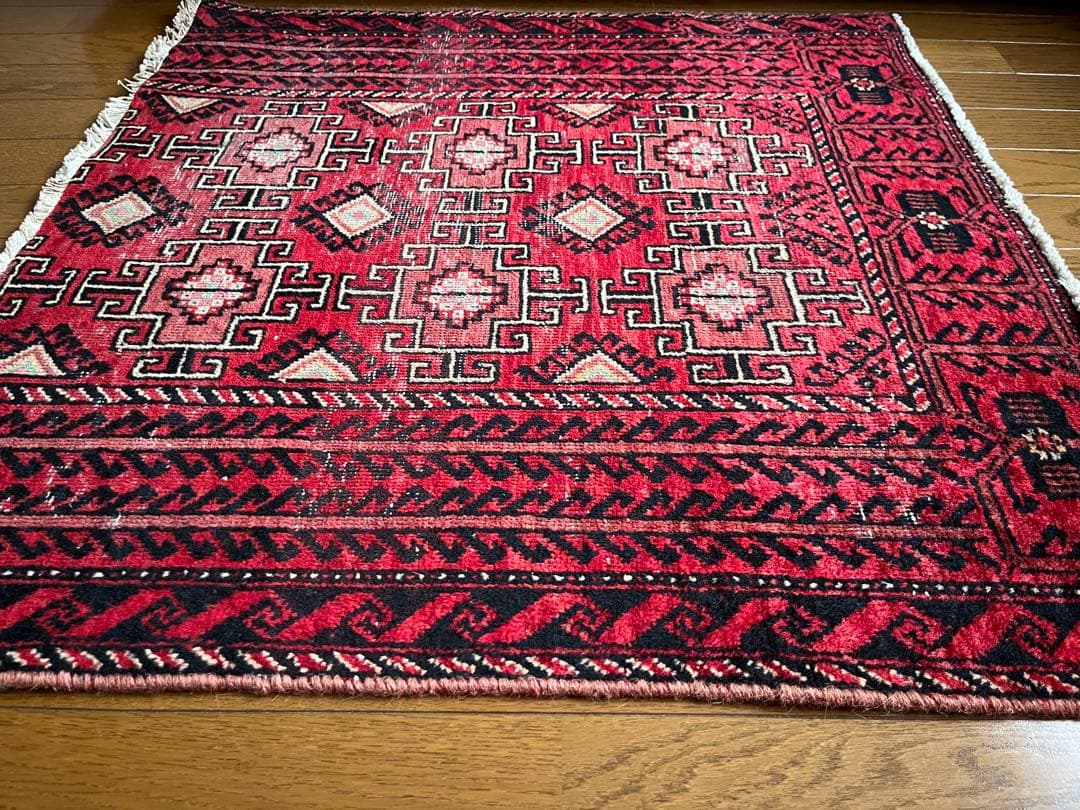 Vintage tribal rug 約80cm×80cmウール トライバル
