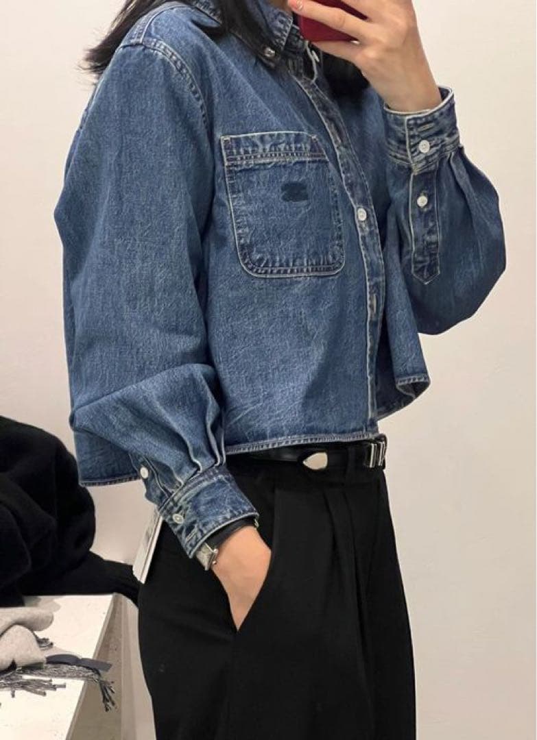 CELINE クロップドデニムシャツ ユニオンオーシャンウォッシュ