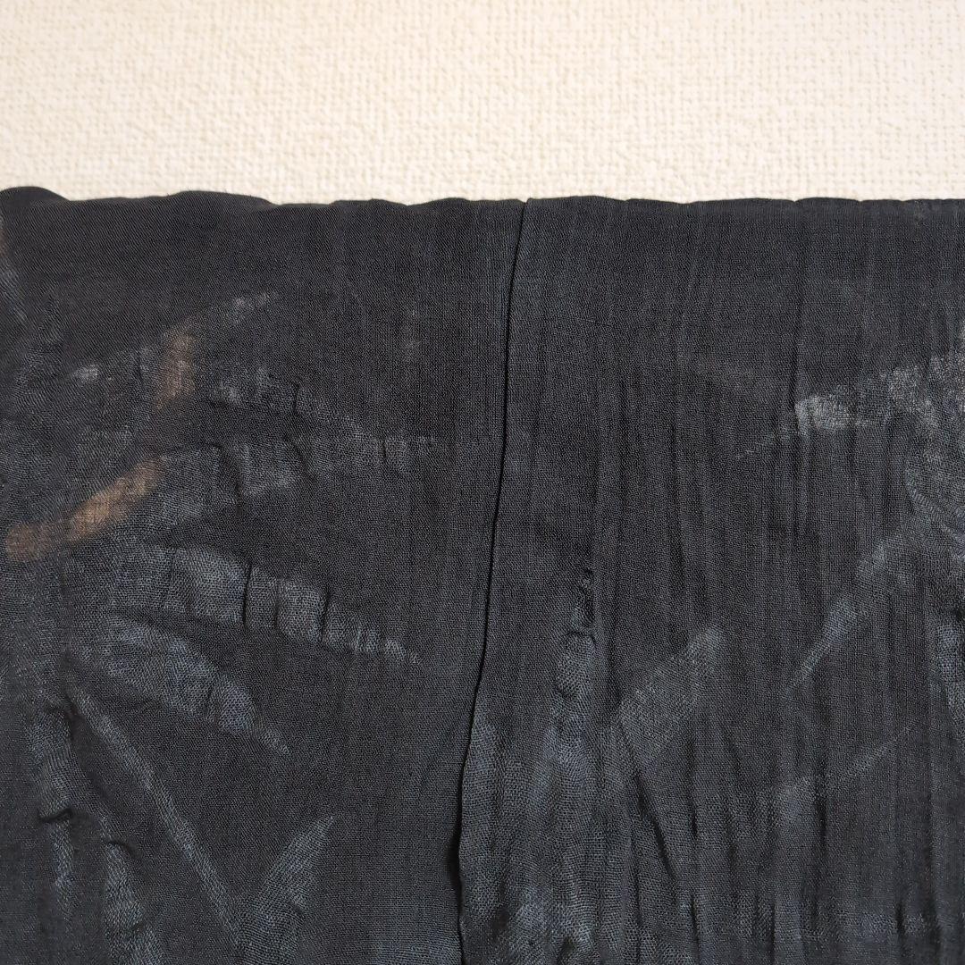 【三花】本麻　洗える長襦袢　黒　カラー襦袢　リサイクル　h1